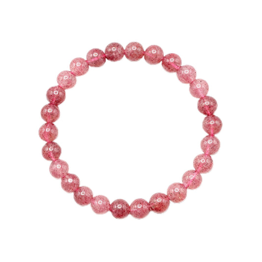 The Vida Handmade AAA+ Quality Crystal Stretch Elastic Bracelet - Nature Gemstone - Jewelry Gift - Holiday Gift - For Women & Men (Strawberry Quartz)