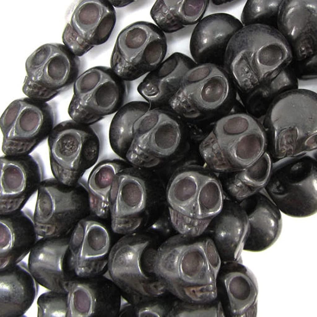 Beads Skull Shape Howlite Turquoises Strand Natural Stone Jewelry Bohemian Style Boho Vintage Findings Necklace Earrings Component Bracelet Component Making Accessories DIY (8x10mm, Black Skull)