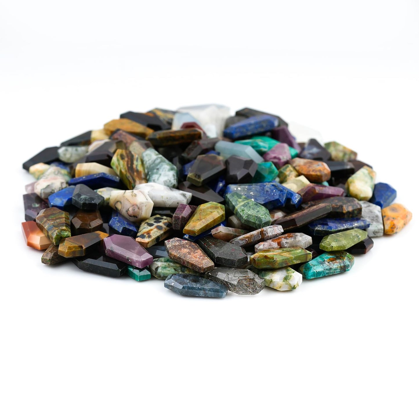 ColouredRocks (10 pcs. Mix Semi-Precious Coffin Shape Crystals, Natural Facet-Cut Stones, Loose Gemstone, Wholesale Polished Supply, Jewelry Making, DIY Craft, Gem Collection (16-20 mm.)
