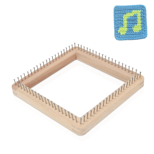 HERCHR Wooden Knitting Loom, Wooden Loom Frame Weaving Loom DIY Solid Wood Multifunctional Blanket Crochet Loom Knitting Board Loom Tool for DIY Weaving Beginner Children Adults, 20 * 20cm