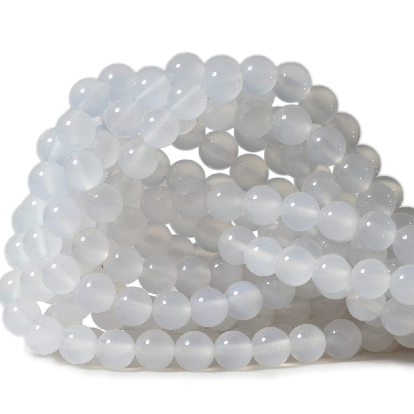 CHEAVIAN 45PCS 8mm Natural White Agate Gemstone Round Loose Beads for Jewelry Making 1 Strand 15"