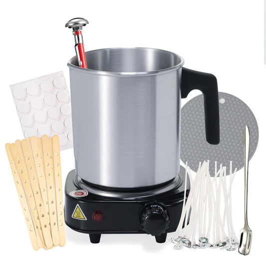Aroparc Candle Making Kit with Wax Melter, 40 oz Double Boiler Wax Melting Pot, Thermometer, Wick Centering Device, Hot Plate and Supplies for Beginners