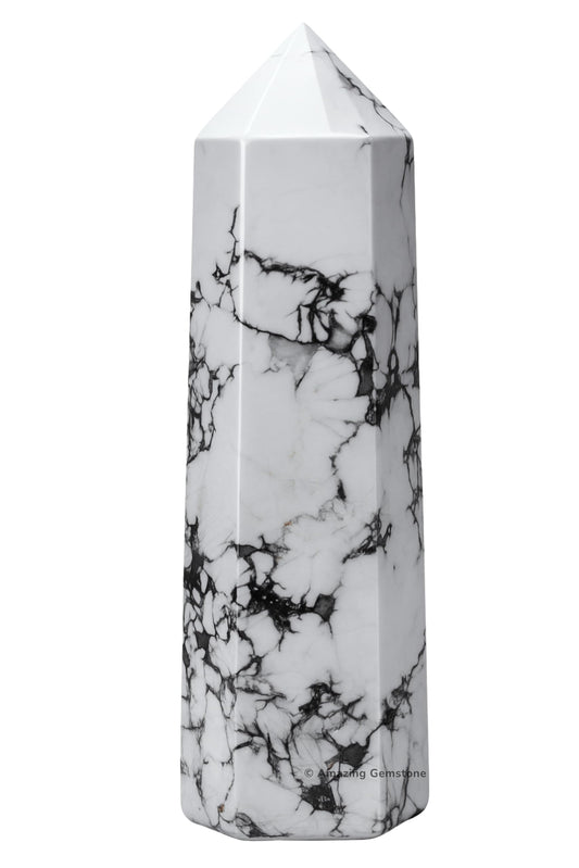 Amazing Gemstone Large Howlite Crystal Towers ~ Natural Healing Crystal Point Obelisk for Reiki Healing and Crystal Grid (5.5 to 6 INCH)
