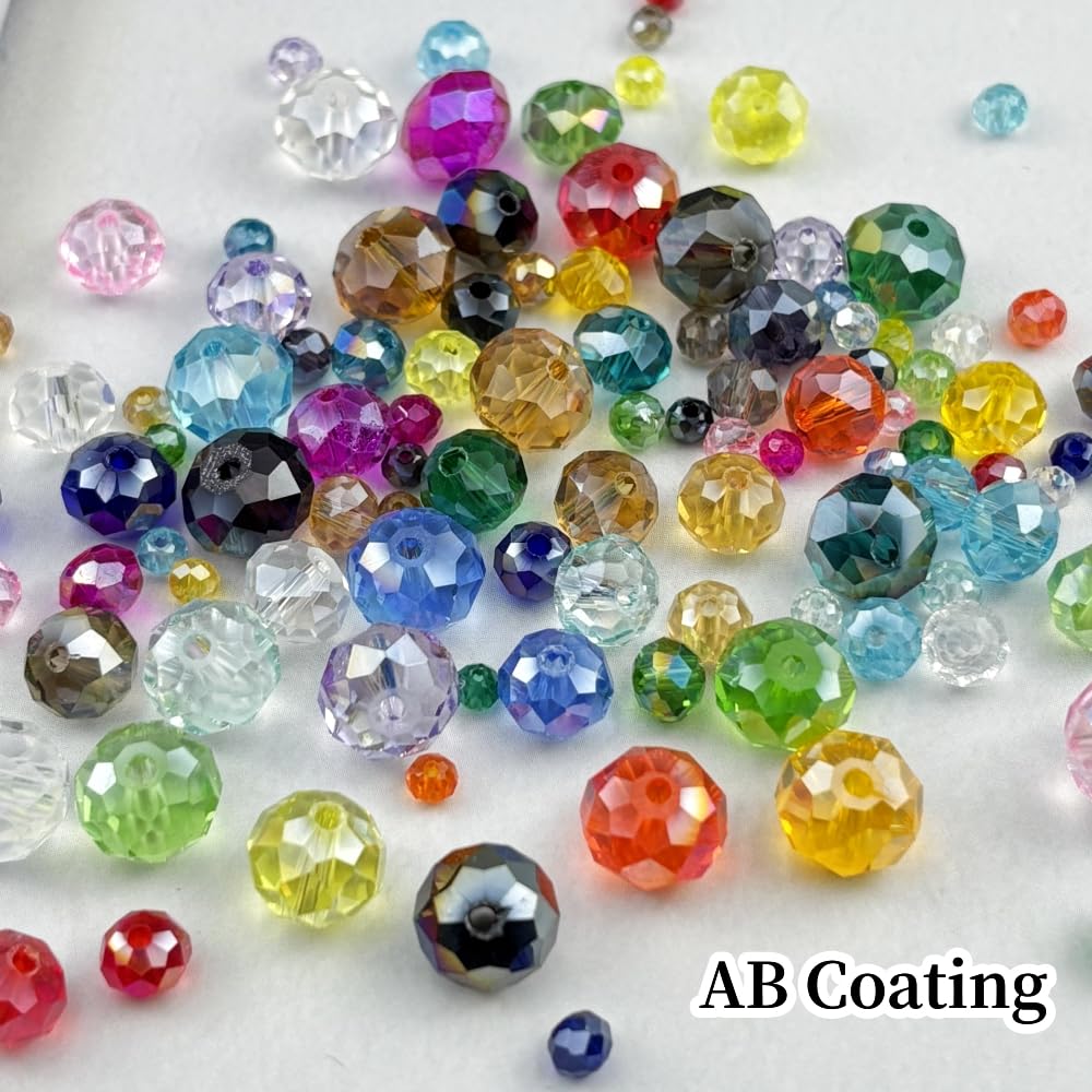 YHYPOCI 500pcs 3mm Crystal Glass Beads for Crafts Faceted Rondelle Glass Beads for Jewelry Making Crystal Spacer Beads for Necklaces Bracelets Earrings DIY Craft(Black AB)