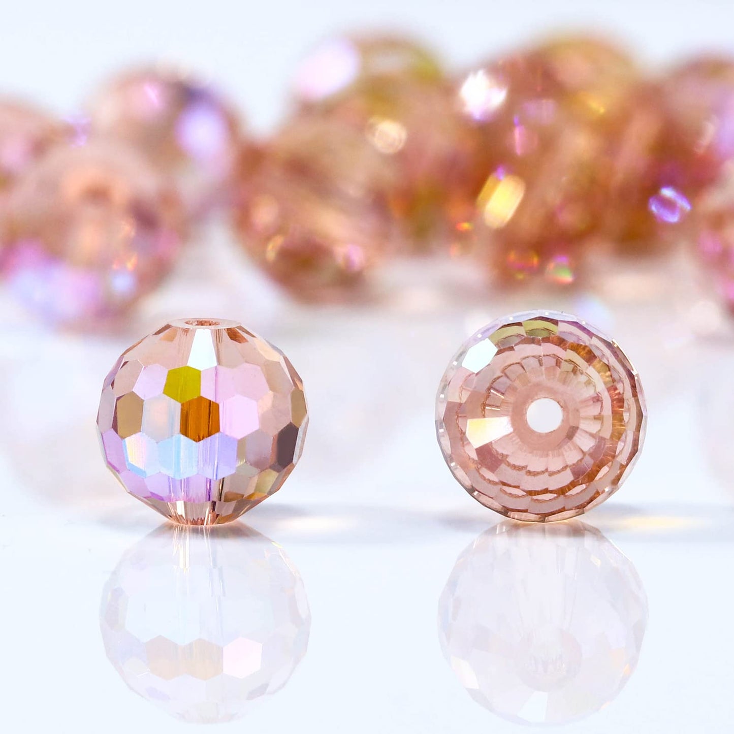 Dowarm 150PCS 6MM Faceted Crystal Beads for Jewelry Making, Bracelet Wind Chimes Suncatcher, Rondelle Spacer Beads, Loose Gemstones, Vintage Rose Paradise