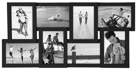 Malden International Designs Collage Picture Frame for Wall, Holds Eight Photos : 4-6x4 and 4-4x6 Inch - Black Plastic, Wall Decor for the Home