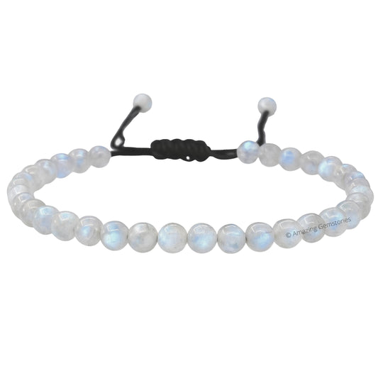 Amazing Gemstone Rainbow Moonstone Anklet Ankle Bracelets for Women - Waterproof Beaded Healing Crystal Anklets, Plus Size Chakra Gemstone Bead Anklet (Stretchy Adjustable - Plain)
