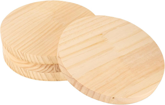 4 Pack 12 inch Round Wooden Plaque, 3/4 Inch Thick Unfinished Wooden Circle Plaque, Natural Pine Wood Coaster Base for Craft Projects, Sign, Painting, Woodcarving, Engraving