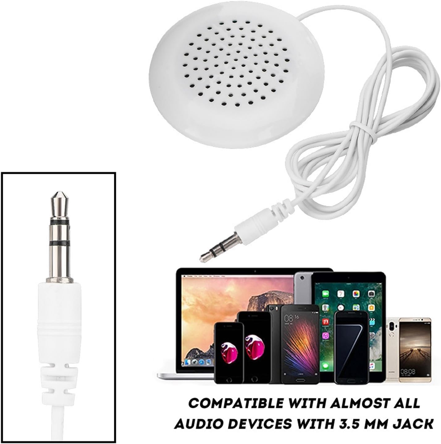 Kodrily 3.5mm 2.4in 0.6in MP3 MP4 DIY Pillow Speaker, ABS Mini Stereo Speaker Wired, Diameter Thickness Under Pillow