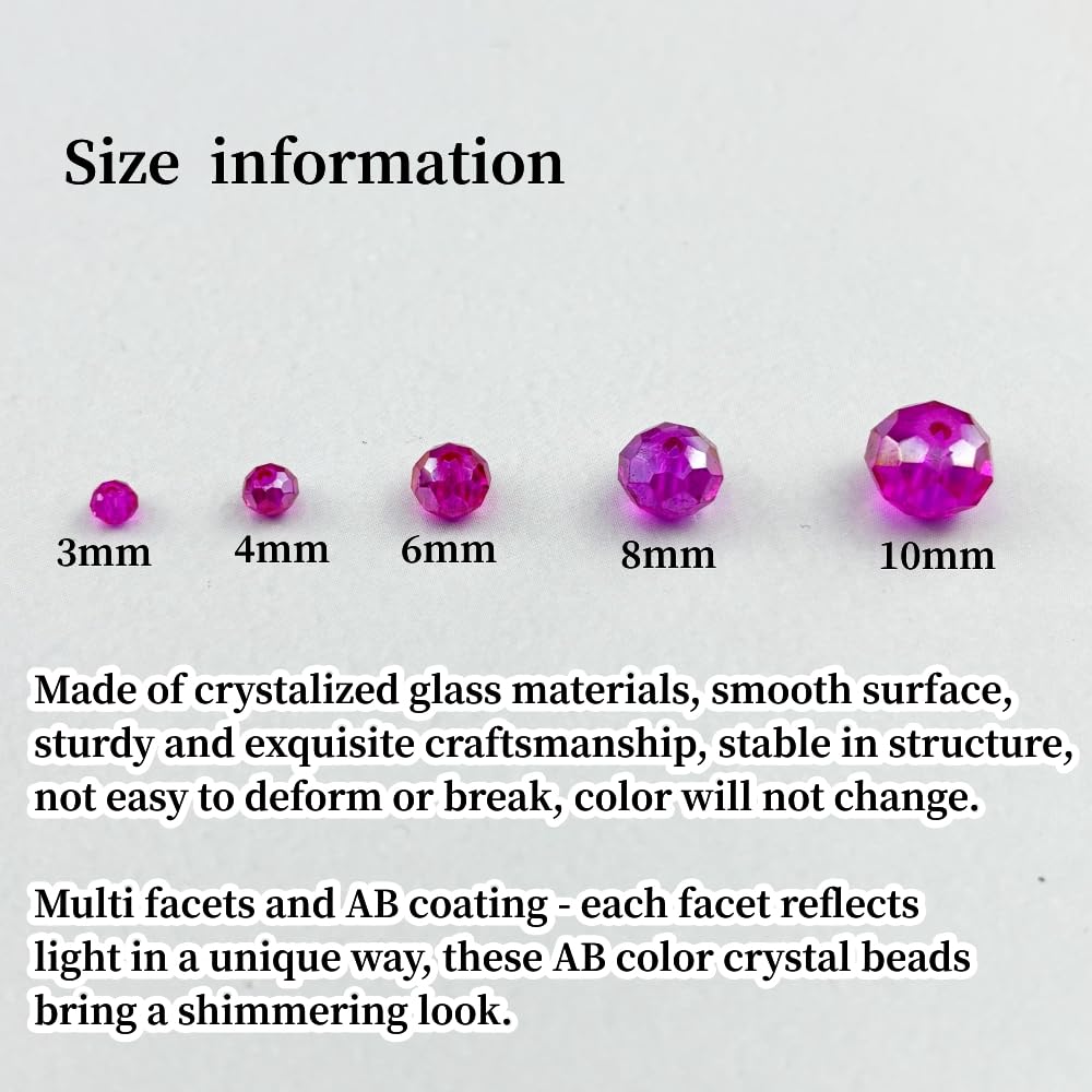 YHYPOCI 200pcs 6mm Crystal Glass Beads for Crafts Faceted Rondelle Glass Beads for Jewelry Making Crystal Spacer Beads for Necklaces Bracelets Earrings DIY Craft(Rose Red AB)