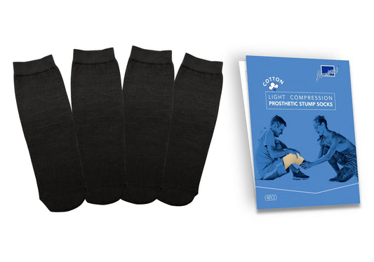 JianiMed Cotton Prosthetic Stump Socks – BK, 1 PLY, Light Compression, Soft, Thin, Amputee Socks, Taiwan Excellence, 4 PCS XL/2XL/3XL