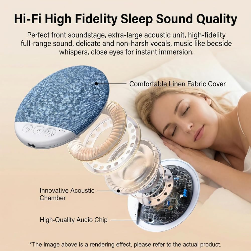 Generic 2026 11mm New Sleep Speaker Under Pillow, Ultra Thin Under Pillow Speaker with White Noise Timer, Stereo Bass