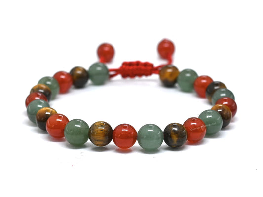 Amazing Gemstone Leo Zodiac Crystal Bracelet - Carnelian Tiger Eye Green Aventurine Birthstone Bracelets Women Men Healing Calming Anxiety Stress Relief Gifts (Adjustable)
