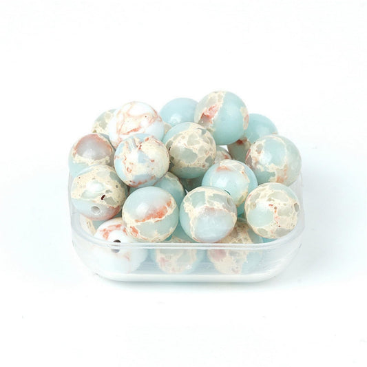 100Pcs Natural Stone 8mm Azure Imperial Jasper Round Loose Gemstone Energy Healing Beads Hole Size 1mm DIY Smooth Beads for Bracelet Necklace Earrings Jewelry Making