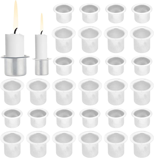 PH PandaHall Mini Metal Candle Holders - 40pcs Aluminum Drip Protectors for Taper Candles | 0.47/0.79 Inch