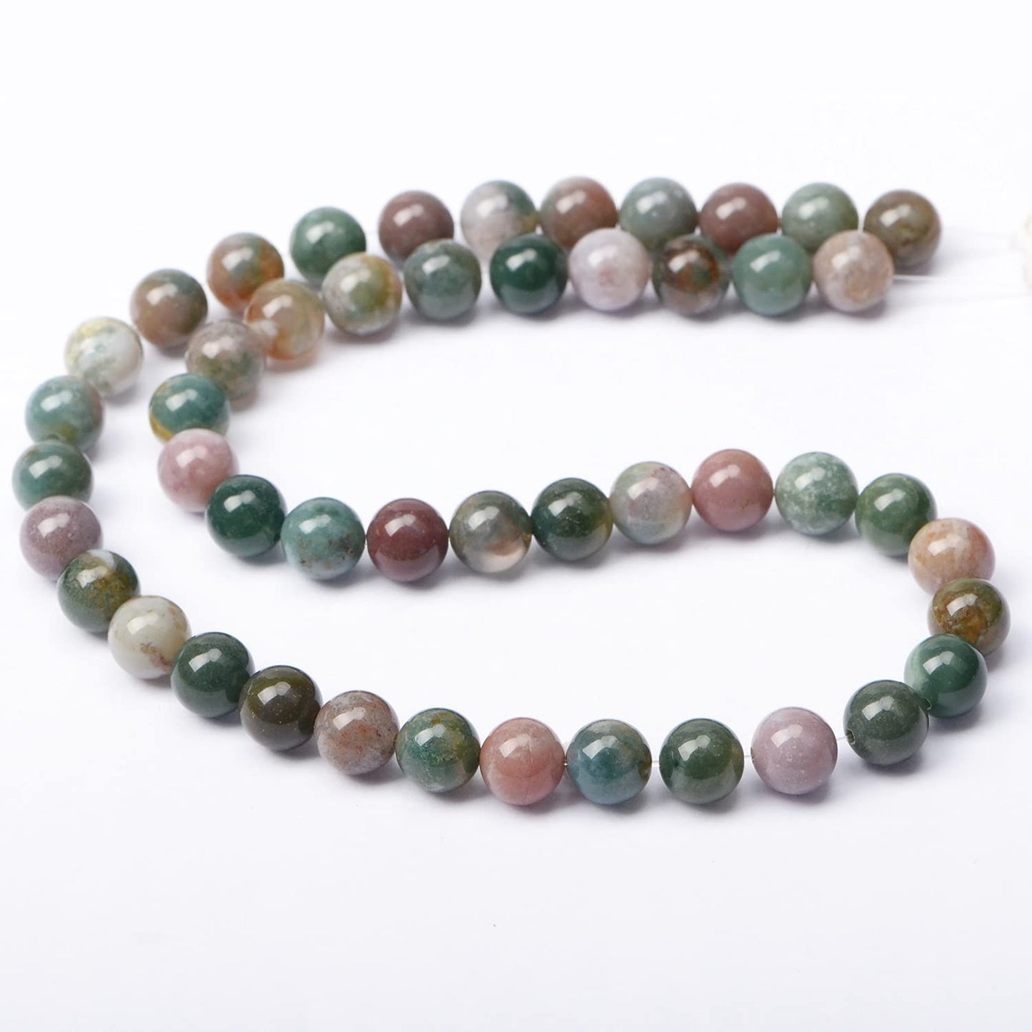 AD Beads Natural Gemstone Round Loose Beads 15" for Bracelet Necklace Earrings Jwelery Making Crafts DIY (8mm, Indian Agate)