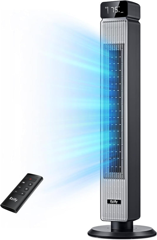 Tower 40-Inch Fan - 90Â° Oscillating, Remote Control, 30dB Quiet, 6 Speeds & 12H Timer | Ideal for Bedroom & Living Room