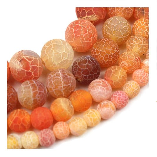 10mm Natural Orange Frosted Agate Gemstone Round Loose Beads Crystal Stone Bracelet Necklace Accessories Crafts for Jewelry Making DIY,1 Strand 15"