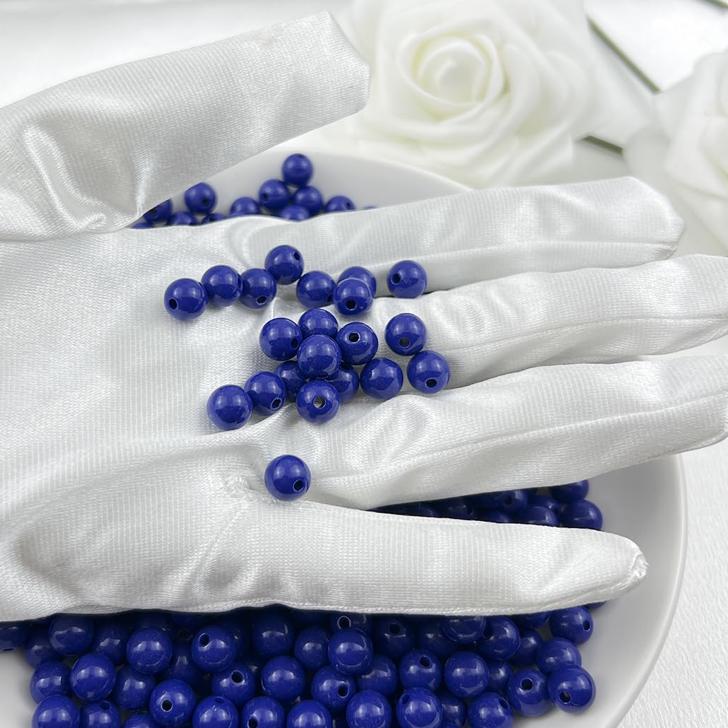 Mulutoo 1000Pieces 6MM Acrylic Round Beads Round Acrylic Balls Chunky Beads Smooth Spacer Plastic Pastel Beads Craft Beads for Necklace and Bracelet Making Crafting Supplies(191-deep Royal Blue)