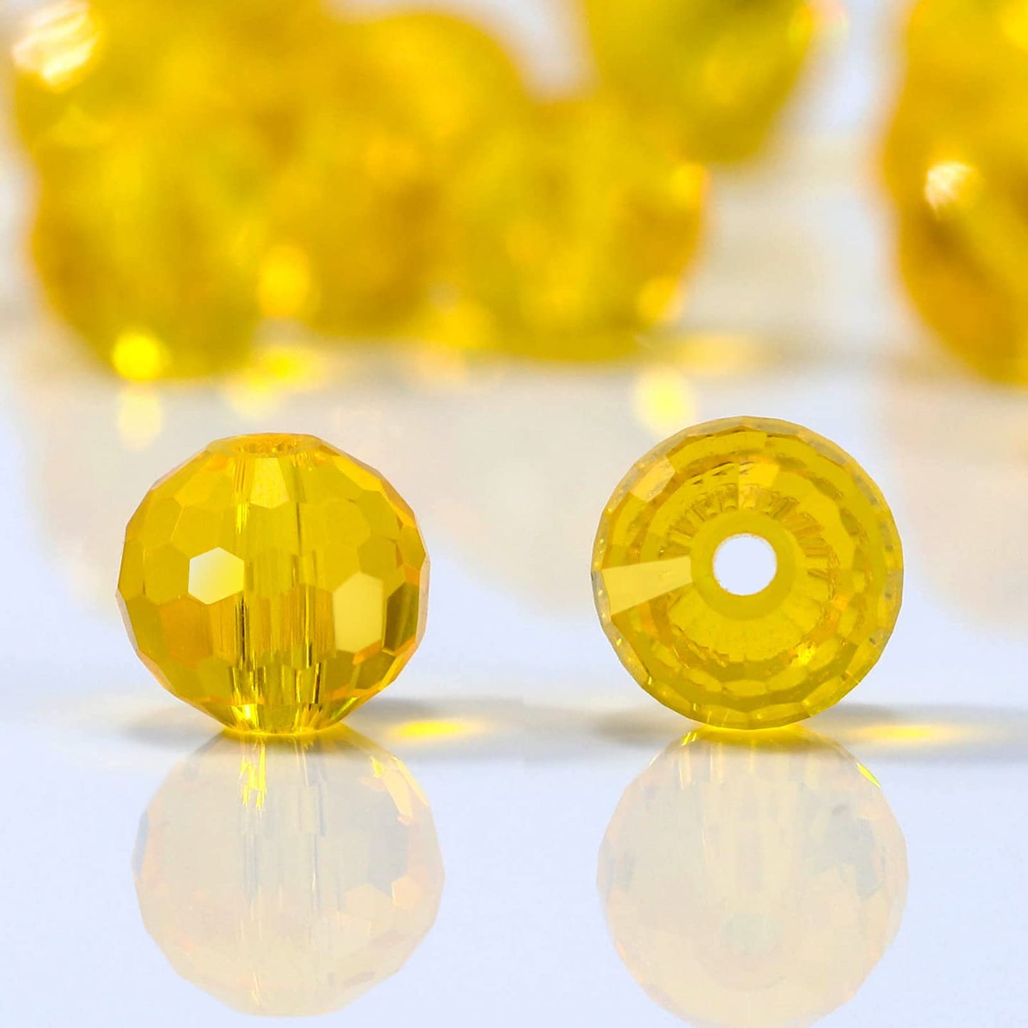 Dowarm 100PCS 8MM Crystal Glass Beads for Jewelry Making, Topaz Faceted Crystal Beads for Crafts Bracelet Wind Chimes Suncatcher, #5003 Rondelle Spacer Beads, Loose Gemstones