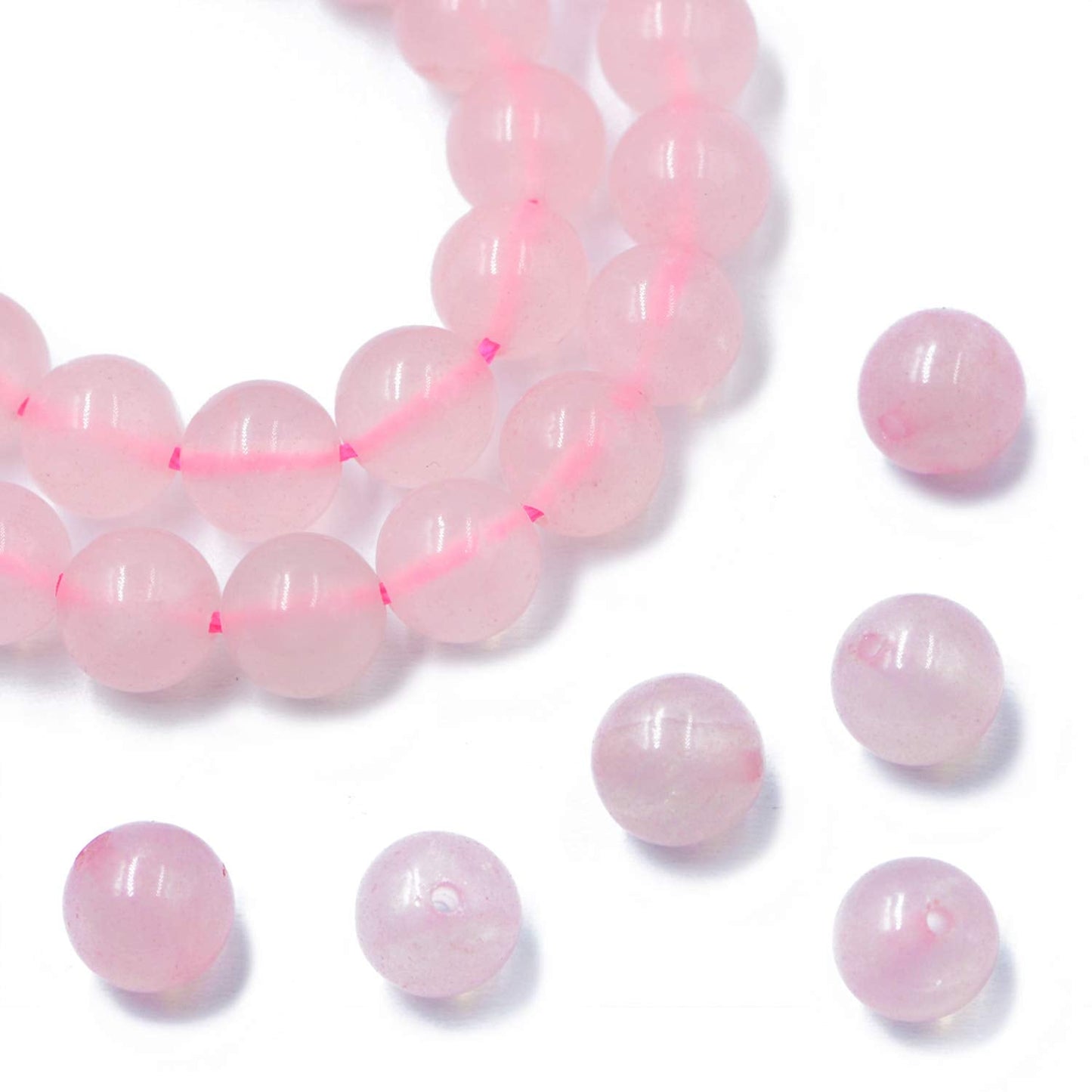 AD Beads Natural Gemstone Round Loose Beads 15" for Bracelet Necklace Earrings Jwelery Making Crafts DIY (8mm, Rose Quartz)