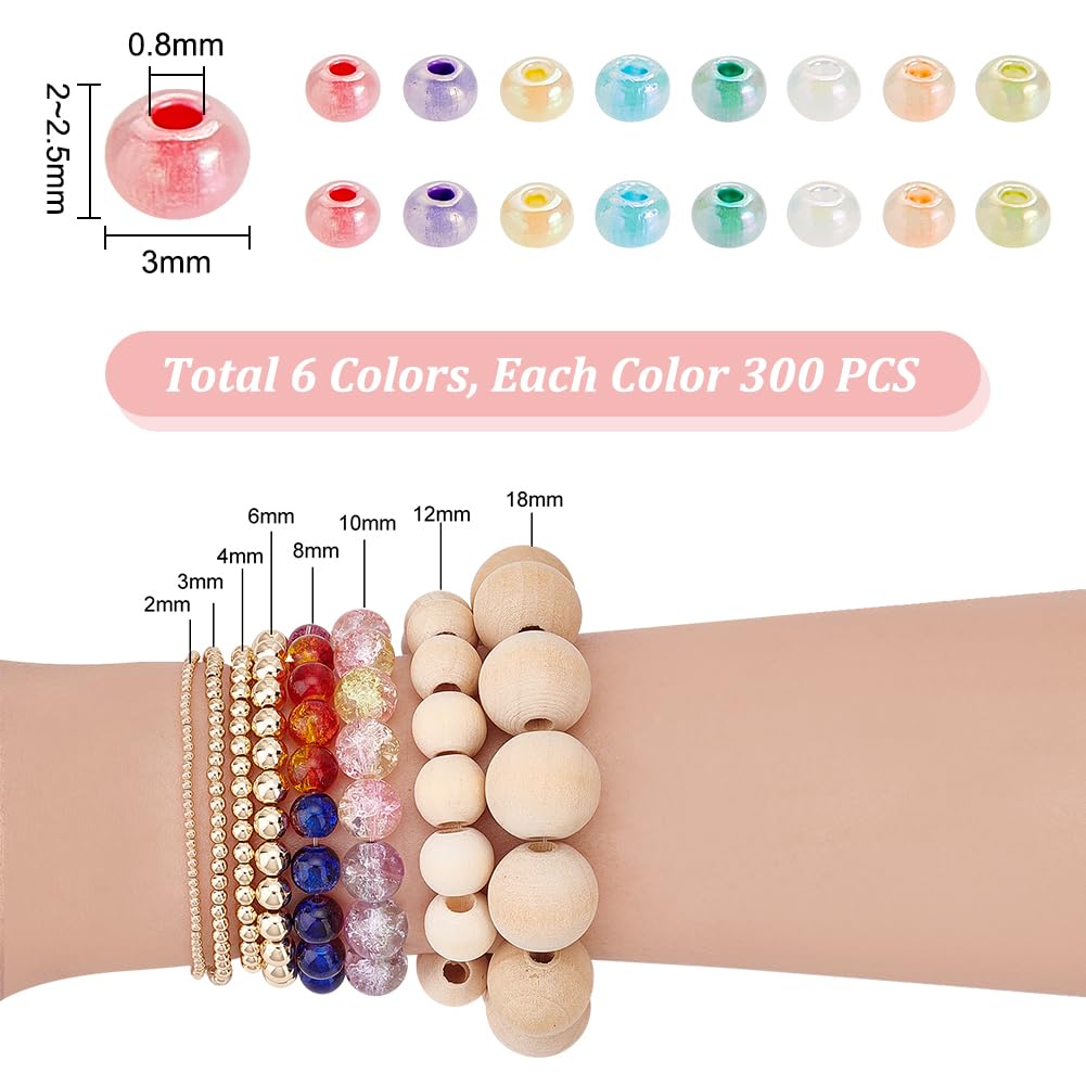 PH PandaHall 1800pcs 6 Colors Cloudy Fantasy Seed Beads 3mm Creamy Glass Beads Round Waist Beads Little Pastel Beads Small Craft Spacer Beads for Bracelet Necklace Earring Summer Seaside