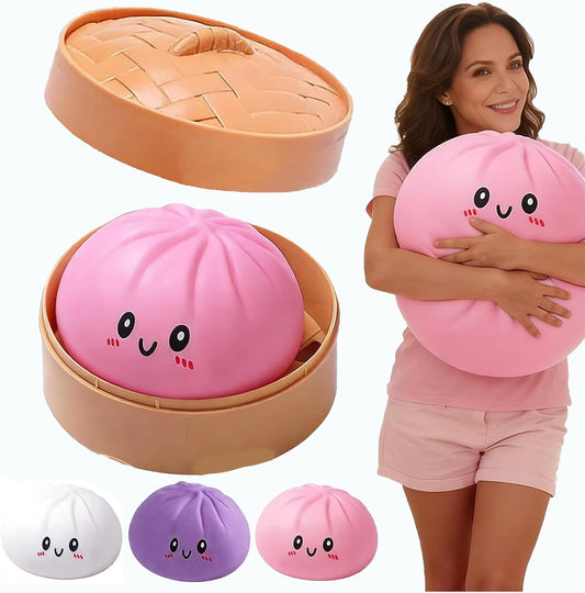 Skiennix Jumbo Dumpling Squishy - Giant Stress Ball for Adults | Soft Decompression Tool (Pink, 15cm)