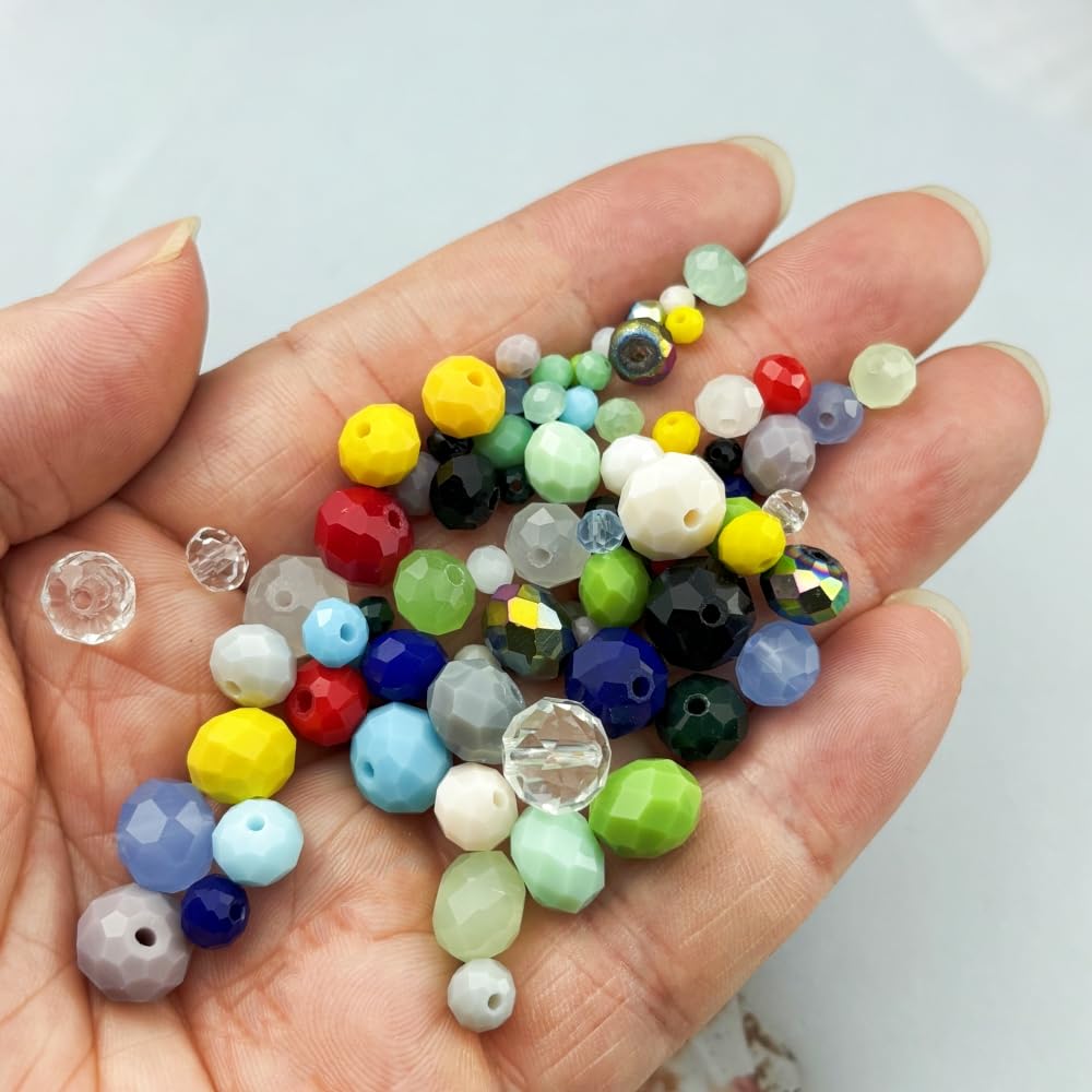 Pinhoollgo 200pcs 6mm Crystal Glass Beads Faceted Rondelle Glass Spacer Beads for Bracelets Necklace Pendants Earrings Key Chains Jewelry Making(Light Blue Jade)