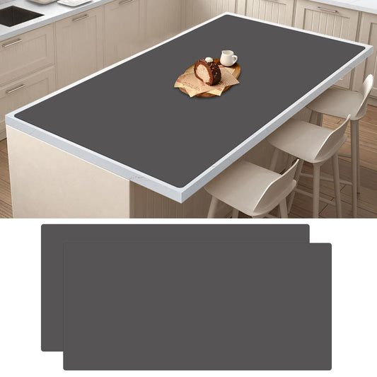 2Pack Large Silicone Mats for Kitchen Counter, 48''x24''(120cmx60cm) Heat Resistant Mat for Kitchen Island, Waterproof Multipurpose Countertop Protector, Dark Gray