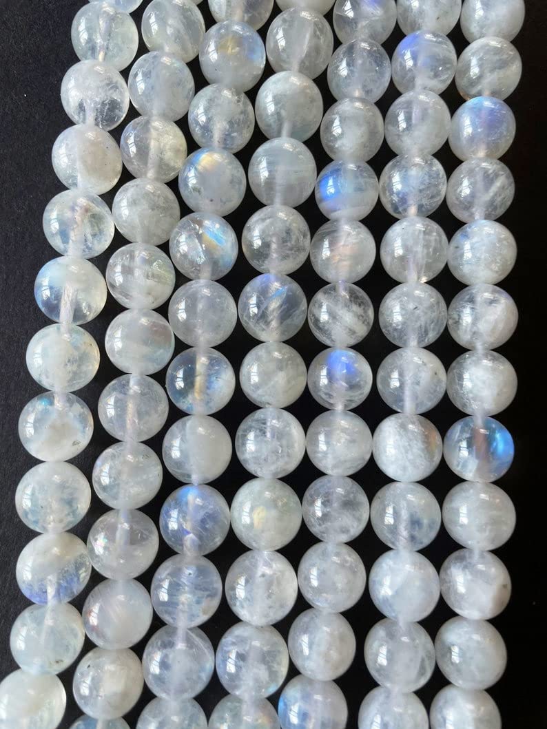 Natural White Moonstone Gemstone Round Loose Beads in 15.5" Strand (6mm)