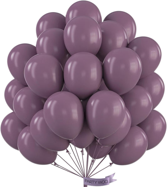 PartyWoo Dusty Purple Balloons - 50 Pcs 12 Inch Matte Latex for Weddings & Celebrations