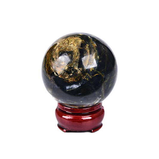 JIC Gem Small Pietersite Crystal Sphere - Blues & Golden Browns, Healing Crystal for Home Decor, Photography, Divination & Fortune Telling, 50-60mm