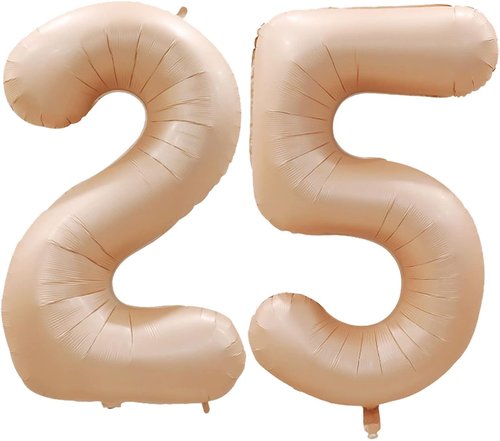 GOER Jumbo 42-Inch Number 25 Balloons - Stunning Foil Helium Decor for 25th Birthday Party | Caramel