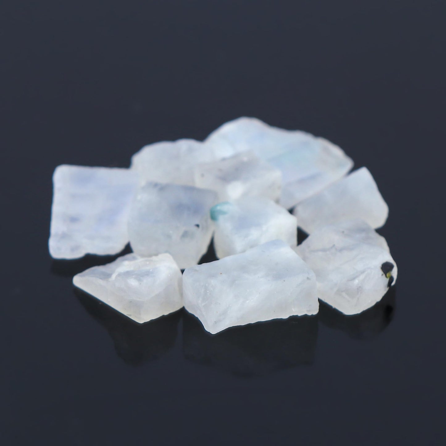 Gemkora 10pcs Natural Rainbow Moonstone Rough Gemstone, Raw Crystals, Moonstone Rock, Jewelry Making Supplies, Chakra Healing Crafts & DIY Stone (12-18 mm)