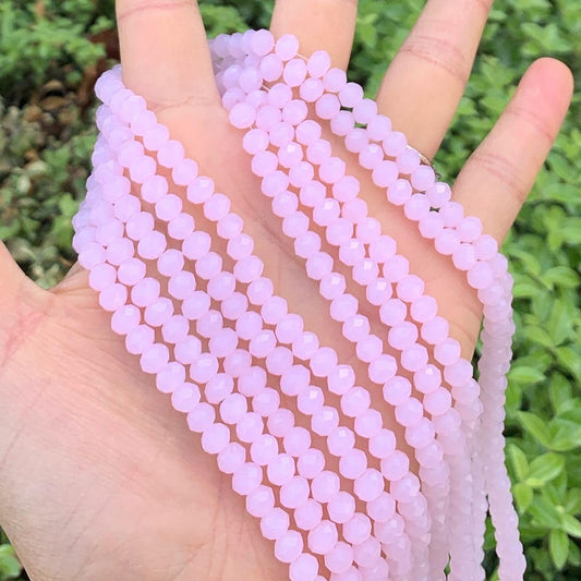 1000pcs Czech Faceted Rondelle Crystal Glass Loose Beads 6mm Spacer Bulk Pink Rose Opal for DIY Craft Jewelry Making CCR630