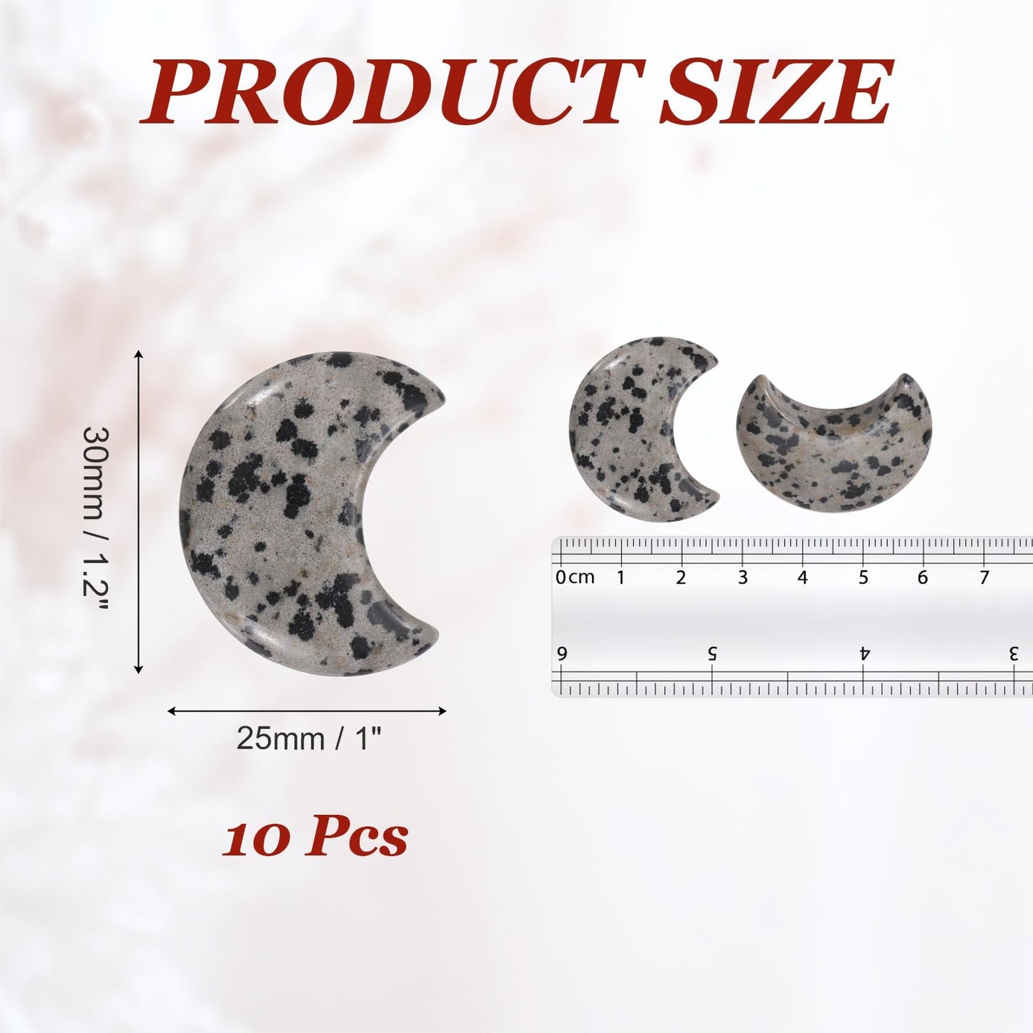 MECCANIXITY 10 Pcs Moon Crystal Worry Stone, 1.2 Inch Length Natural Spotted Jasper Moon Gemstone Bulk, Carved Pocket Stones for Meditation Balancing Pendant Decor