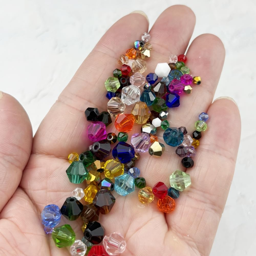 YUEXIGO 200pcs 6mm Bicone Glass Crystal Beads for Jewelry Making, Faceted Bicone Glass Spacer Beads for Bracelet Earring Necklace DIY Craft(Black)