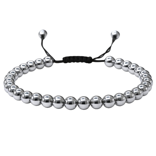 Amazing Gemstone Silver Hematite Anklet Ankle Bracelets for Women - Waterproof Beaded Healing Crystal Anklets, Plus Size Chakra Gemstone Bead Anklet (Stretchy Adjustable - Plain)