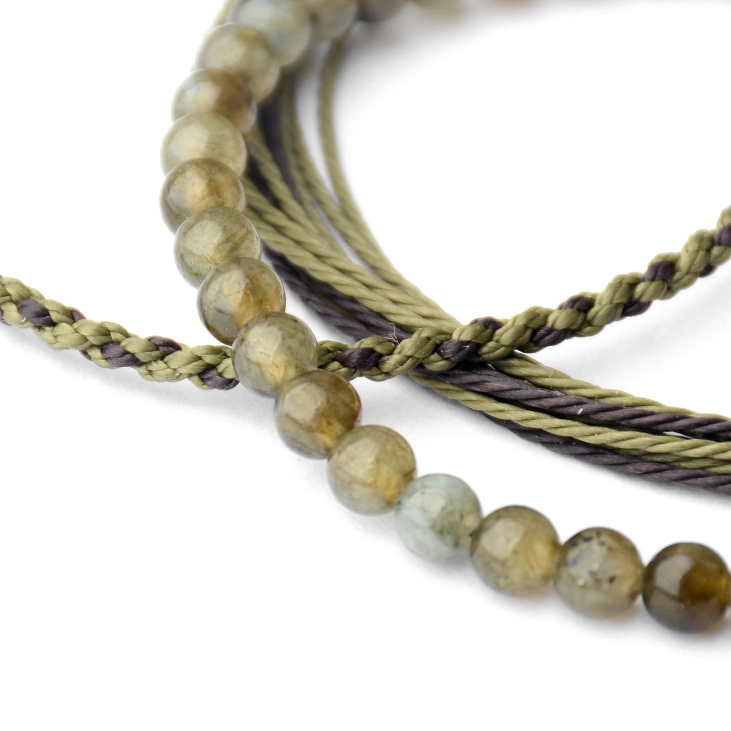 Handmade Natural Stone Beaded Healing Bracelet Gift for Men Adjustable Rope String Bracelet (Green Labradorite, Adjustable)