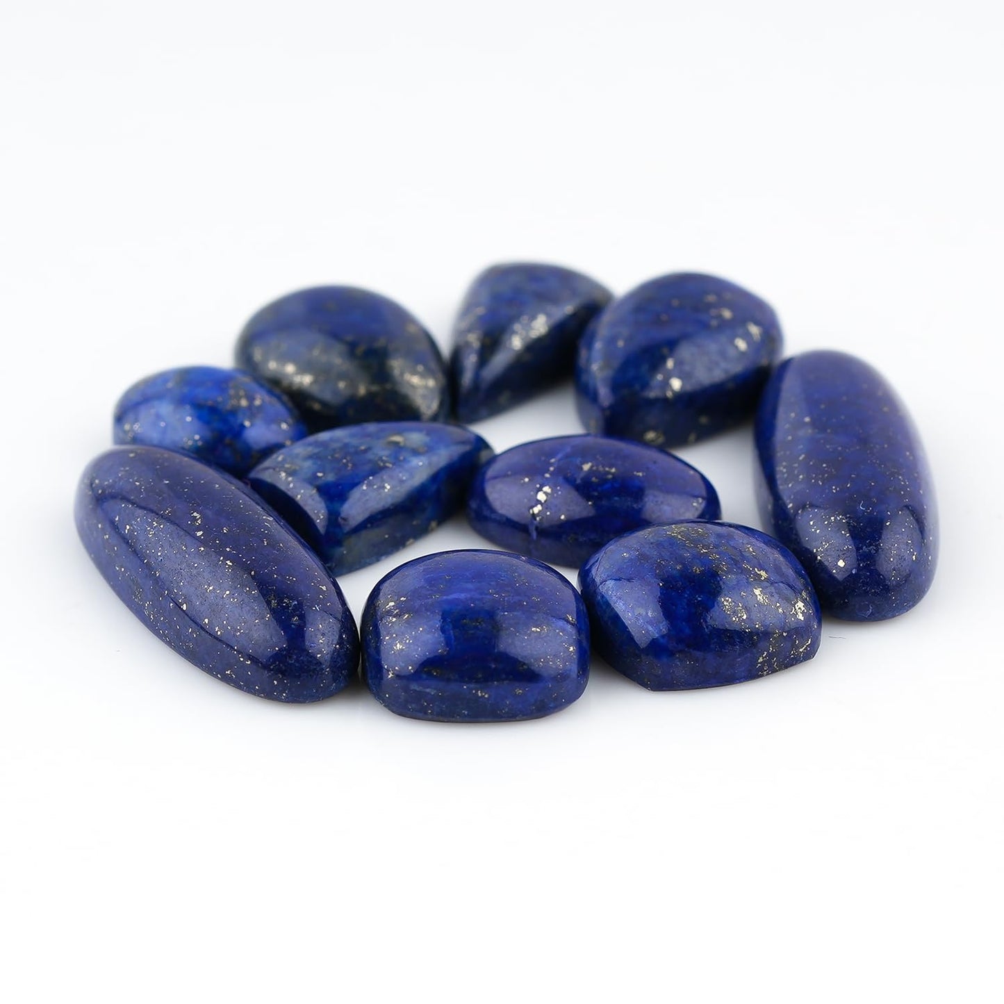 GemSymphony Natural Lapis Lazuli Gemstone Cabochon Pack of 3 Mixed Shapes – Polished Crystal Stones for Jewelry Making Supply, Healing, Reiki & DIY Crafts, Natural Gem Cab Set for Wire Wrapping(10-20 mm)