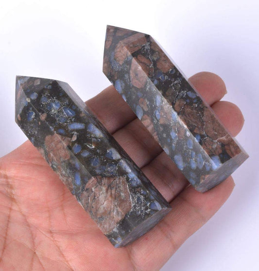 Angelstones Natural Llanite Gemstone Healing Crystal Hexagonal Pointed Reiki Chakra Faceted Prism Wand Carved Stone Figurine Home Decor