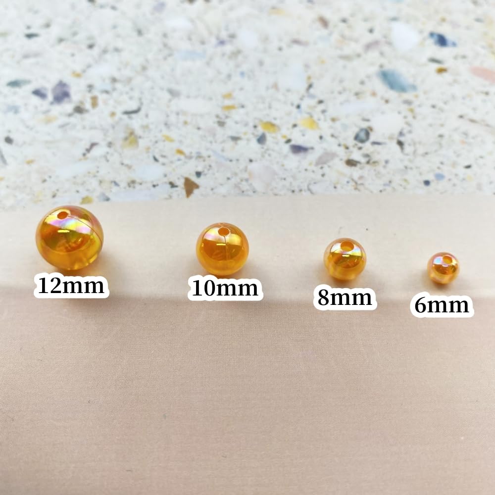 1000pcs Acrylic Round Beads 6mm AB Colors Craft Beads Round Spacer Beads with Holes for Earring Bracelet Necklace Key Chains Jewelry Making(Orange AB)