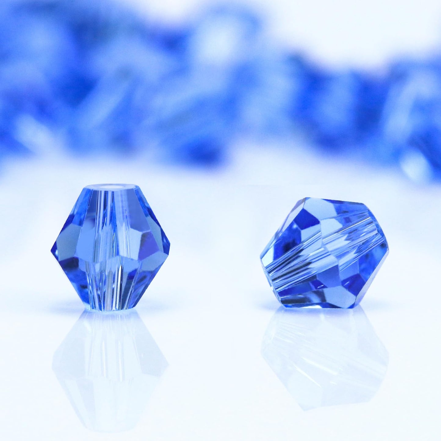 Dowarm 250PCS 6MM Faceted Bicone Crystal Beads for Crafts, Jewelry Making, DIY Bracelet, Necklace, Dolls, Wine Charms, Wind Chimes, Suncatchers, Loose Spacer Glass Beads, Light Blue