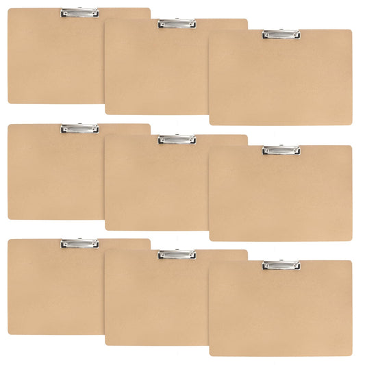 PEDOBALI 9 Pcs 11x17 Clipboard with Low Profile Clip Extra Large Wood Clip Board Desk Brown Landscape Wooden Horizontal Lap Board for Art Sketch Drawing School Classroom Architects Office