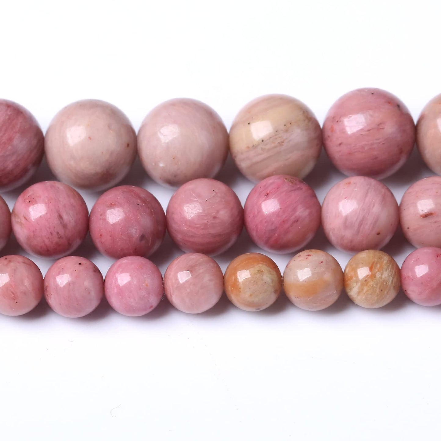 32PCS 12MM Natural Rhodonite Beads Round Loose Stone Beads for Jewelry Making DIY Energy Stone Healing Power Bracelet 15"