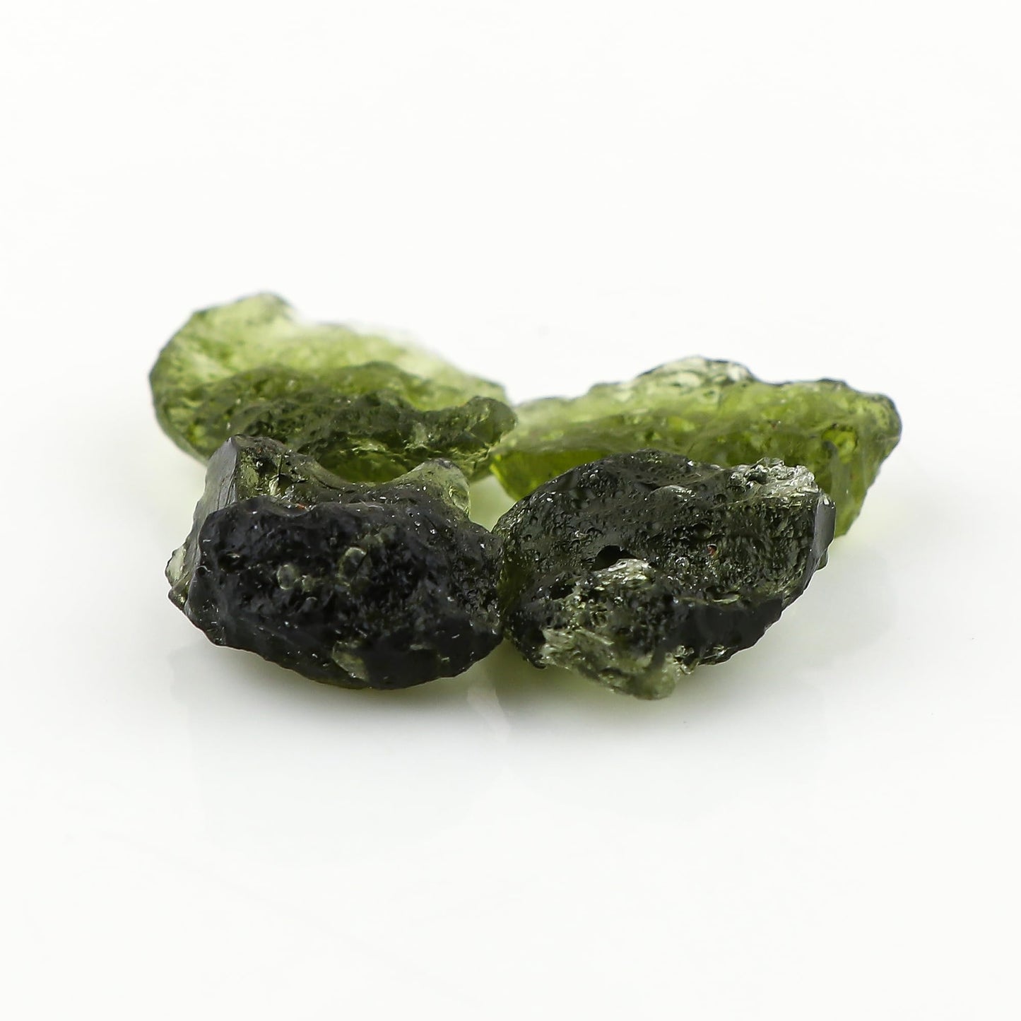 CRYSTALIS (4pcs) (5+gm) (14-20mm) Raw Synthetic Green Moldavite, High Grade Loose Gemstone Wholesale Bulk Rough Jewelry Making Supply, Chakra Stones, Wire Wrapping, DIY, Gem Collection