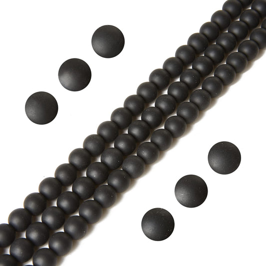 100pcs 10mm Matte Black Beads Natural Gemstone Beads Round Loose Beads for Jewelry Making