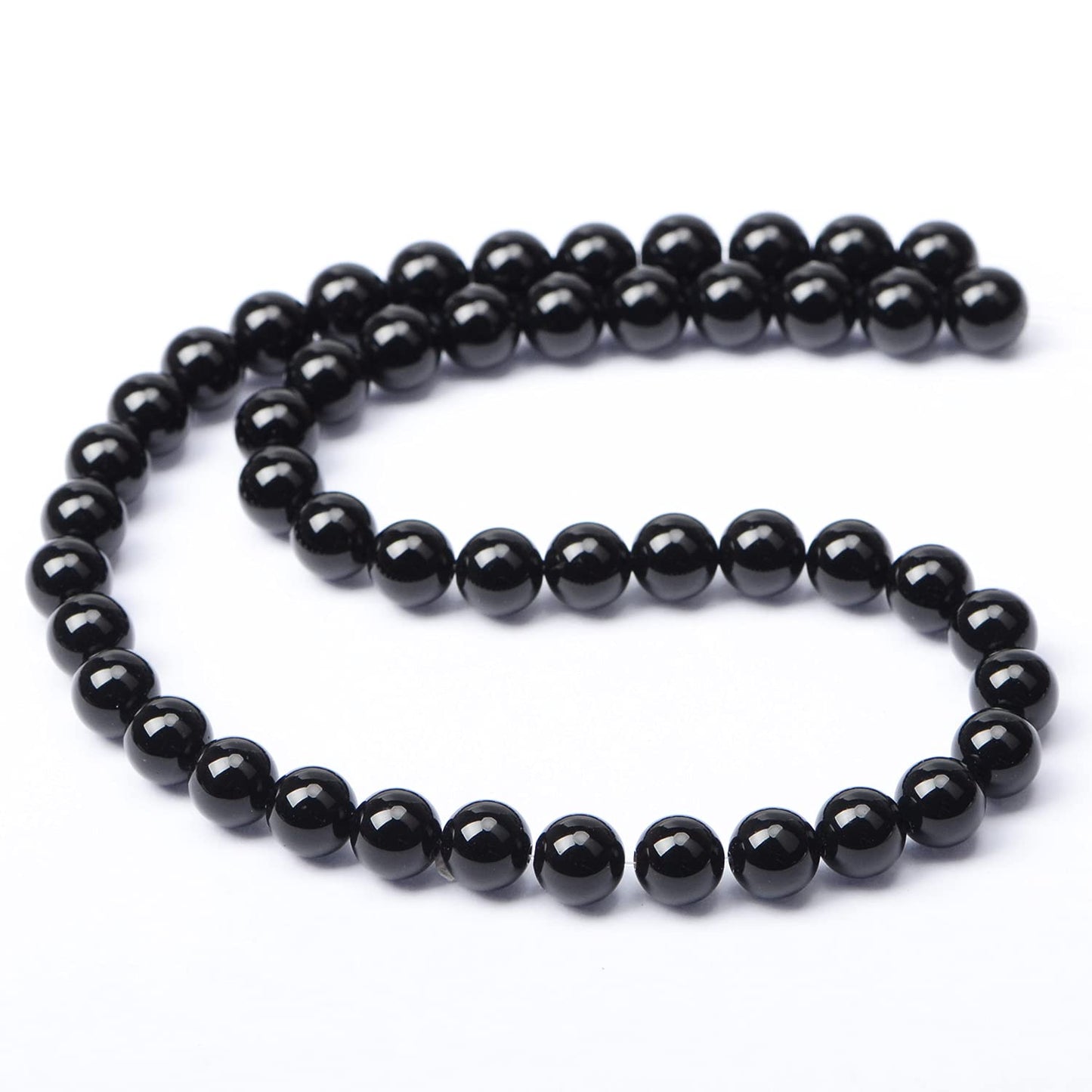 AD Beads Natural Gemstone Round Loose Beads 15" for Bracelet Necklace Earrings Jwelery Making Crafts DIY (8mm, Black Onyx)