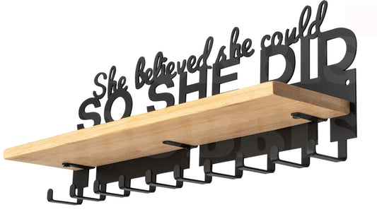 iBobbish Premium Medal Hanger Display Trophy Shelf,She believed she could SO SHE DID Upgraded Trophy and Medal Display Shelf for Wrest,gymanstics,Race,Soccer