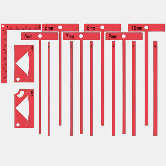 15-Piece Book Binding Ruler Set, Includes T-Shaped, Cutting Angle, and L Rulers, Acrylic Material (Fluorescent Pink)